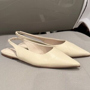 Tony Bianco Cream Pointed Slingback Flats